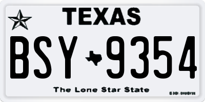 TX license plate BSY9354