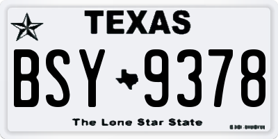 TX license plate BSY9378