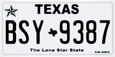 TX license plate BSY9387