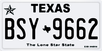 TX license plate BSY9662