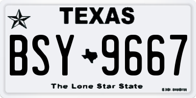 TX license plate BSY9667