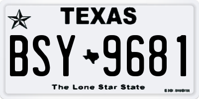 TX license plate BSY9681