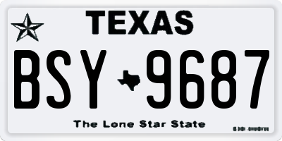 TX license plate BSY9687