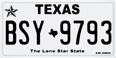 TX license plate BSY9793