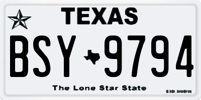 TX license plate BSY9794
