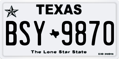 TX license plate BSY9870