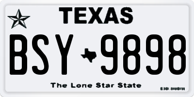 TX license plate BSY9898