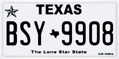 TX license plate BSY9908