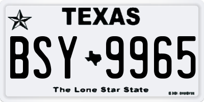 TX license plate BSY9965
