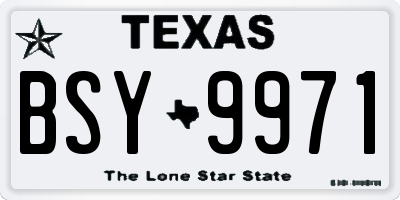 TX license plate BSY9971