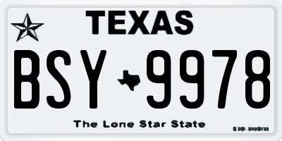 TX license plate BSY9978