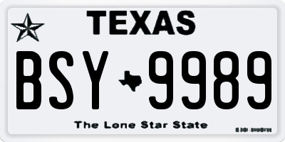 TX license plate BSY9989