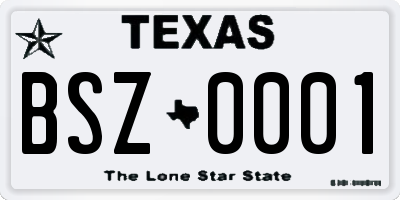 TX license plate BSZ0001