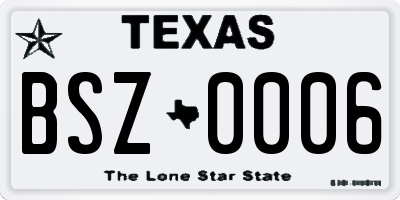 TX license plate BSZ0006