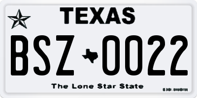 TX license plate BSZ0022