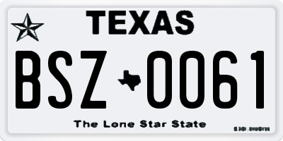 TX license plate BSZ0061