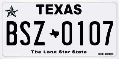TX license plate BSZ0107