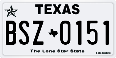 TX license plate BSZ0151