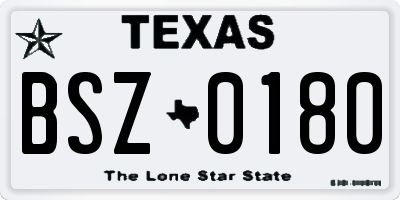 TX license plate BSZ0180