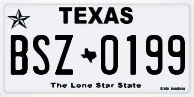 TX license plate BSZ0199