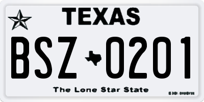 TX license plate BSZ0201