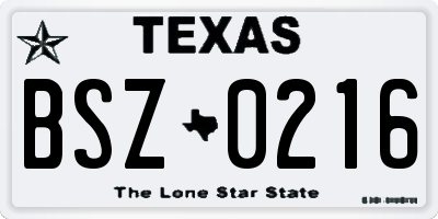 TX license plate BSZ0216
