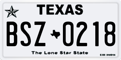 TX license plate BSZ0218
