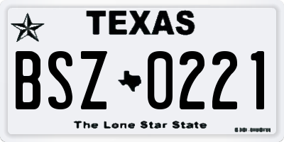 TX license plate BSZ0221