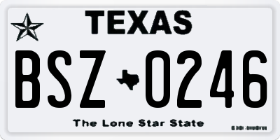 TX license plate BSZ0246