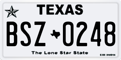 TX license plate BSZ0248