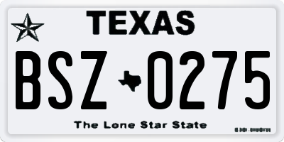 TX license plate BSZ0275