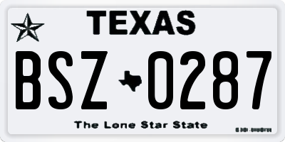 TX license plate BSZ0287