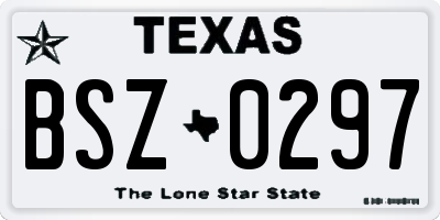 TX license plate BSZ0297