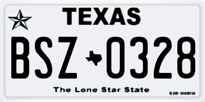 TX license plate BSZ0328