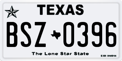 TX license plate BSZ0396