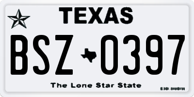 TX license plate BSZ0397