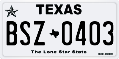 TX license plate BSZ0403