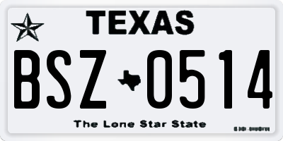 TX license plate BSZ0514