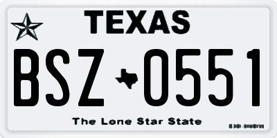 TX license plate BSZ0551