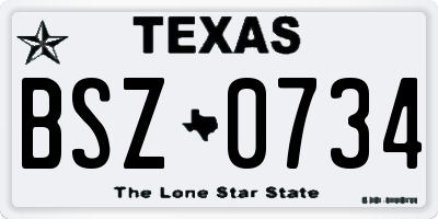 TX license plate BSZ0734