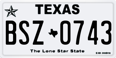TX license plate BSZ0743