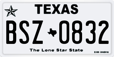 TX license plate BSZ0832