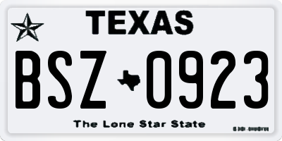TX license plate BSZ0923