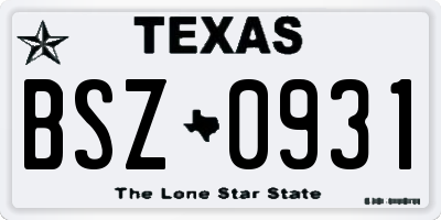 TX license plate BSZ0931