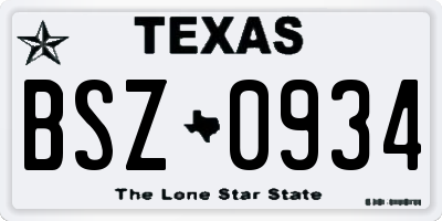 TX license plate BSZ0934