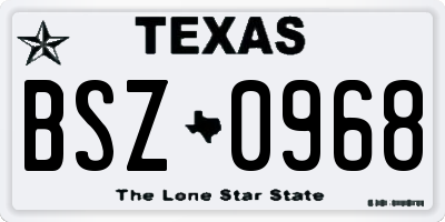 TX license plate BSZ0968