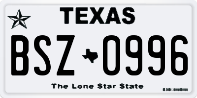 TX license plate BSZ0996