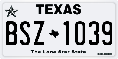 TX license plate BSZ1039