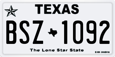 TX license plate BSZ1092