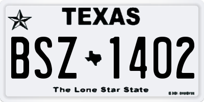 TX license plate BSZ1402